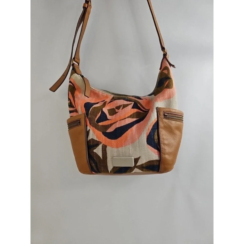 VTG Fossil Shoulder Bag‎ Leather Accents - Canvas Hobo